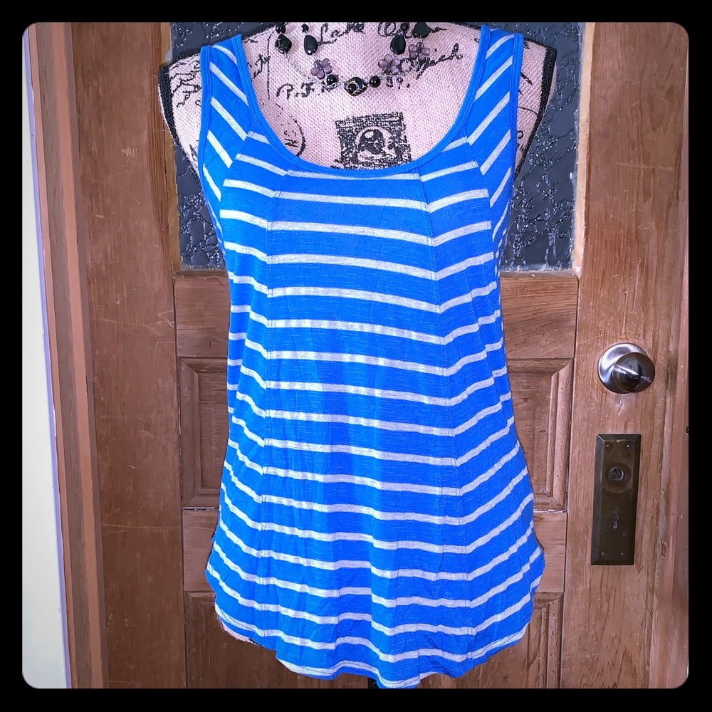 C & C CALIFORNIA Blue and Gray Striped Tank Top